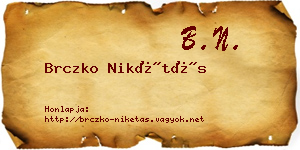 Brczko Nikétás névjegykártya